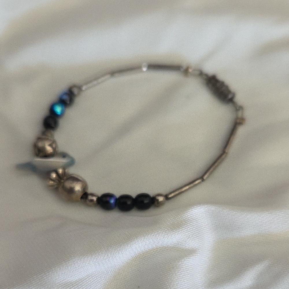 Silver Blue Beaded Bracelet